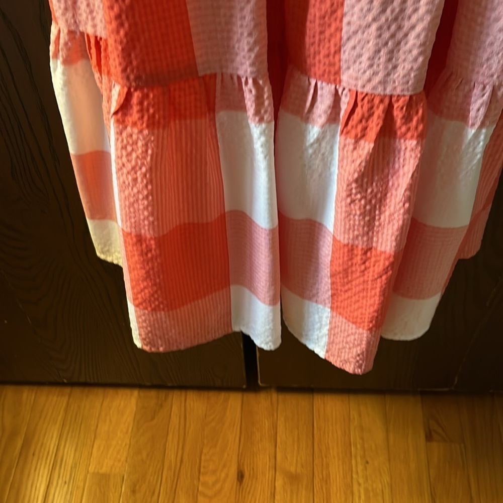 Lou & Grey spaghetti strapped orange and cream checked maxi sundress. Size XS - Picture 4 of 10